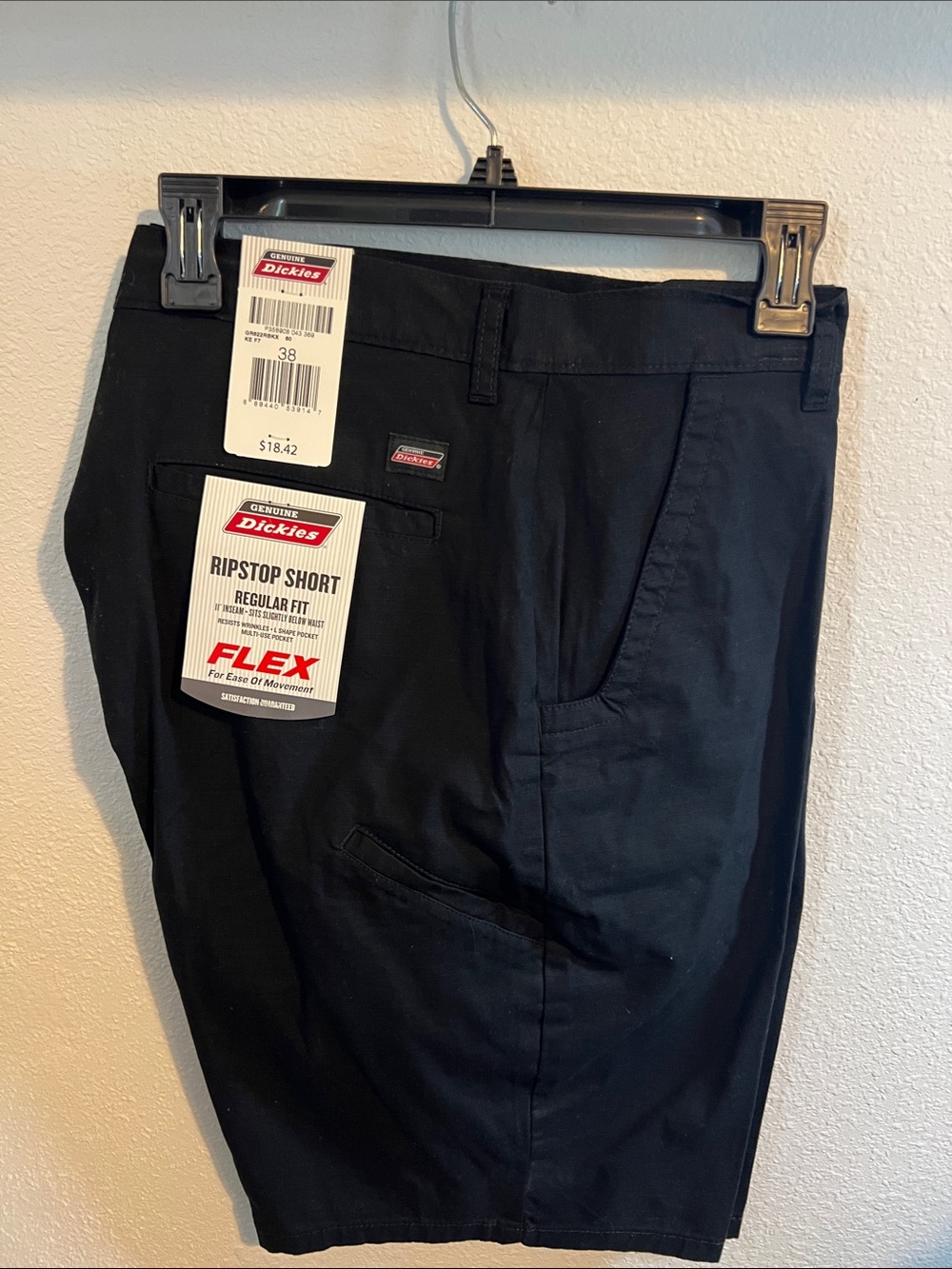 Dickies Men's Black Ripstop Flex Cargo Shorts